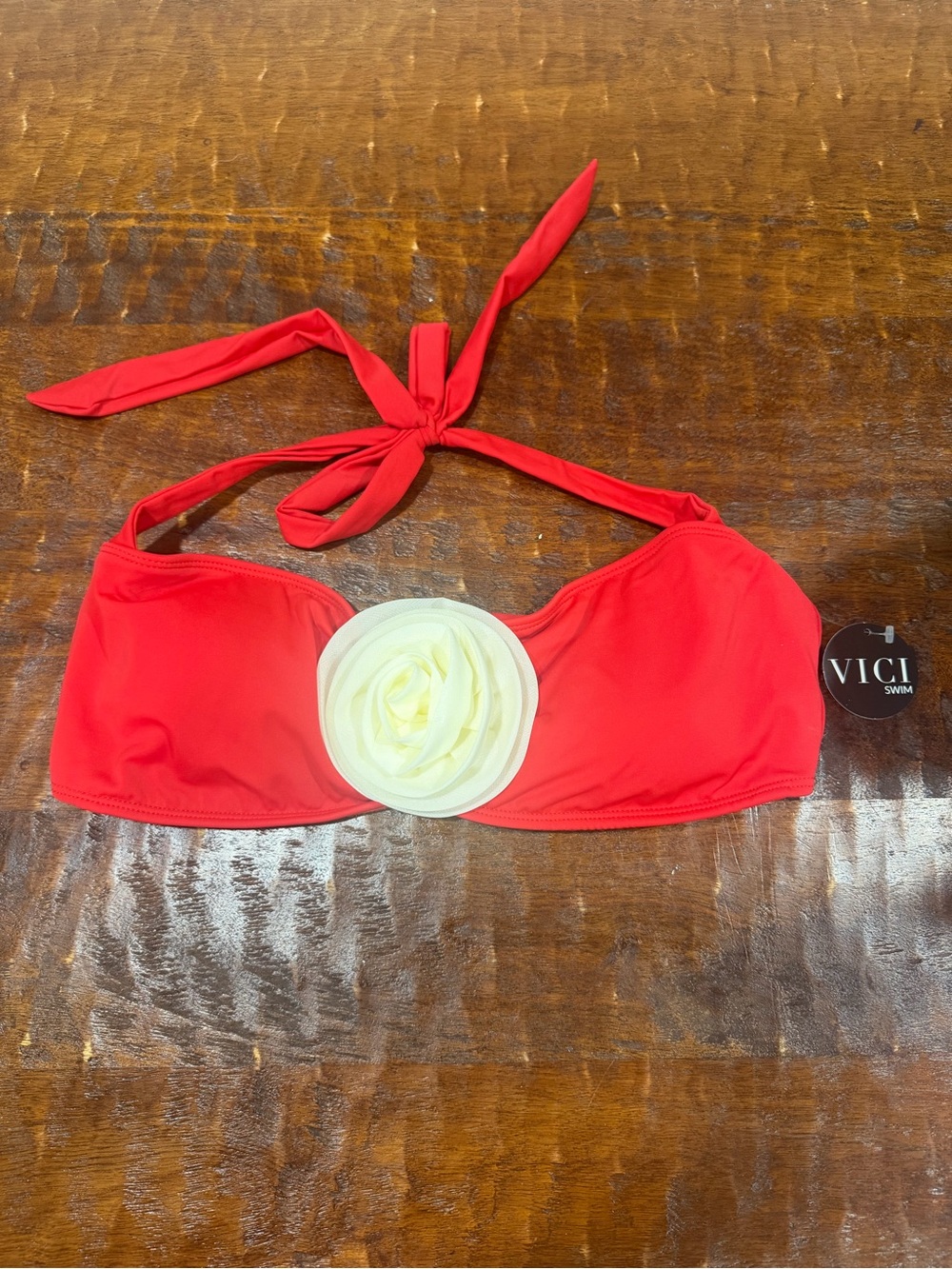 Vici Red Bandeau Swim Top with Tag